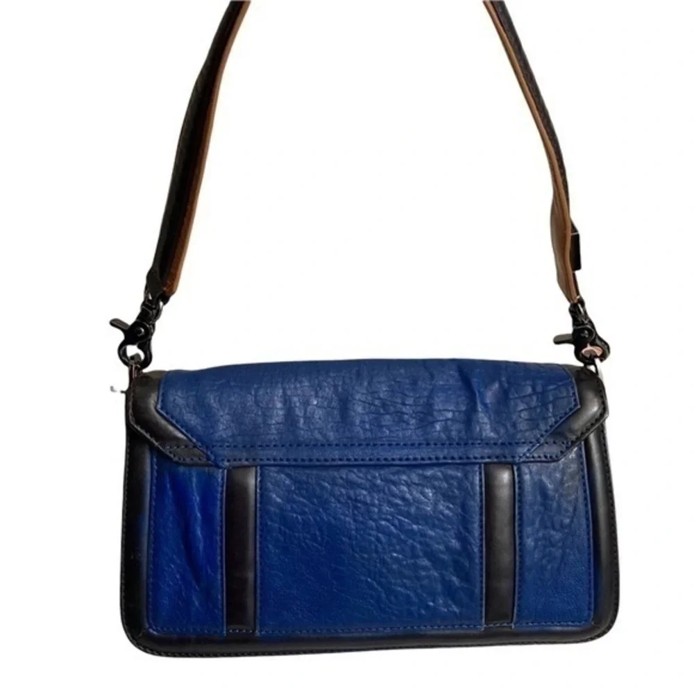 Tory Burch blue black colorblock shoulder bag gunmetal hardware